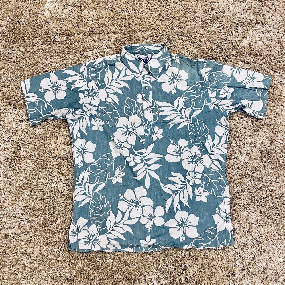 OXXO Men's Teal Floral Casual Button Down Shirt
